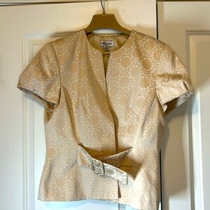 Suit - Geometric pattern cotton blush pink skirt suit